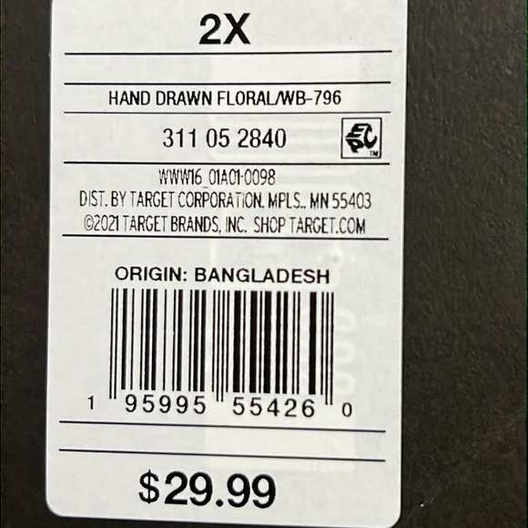 NWT Women's Who What Wear Wide Belt Bow Tie Skirt Hand Drawn Floral size 2X - Picture 7 of 7